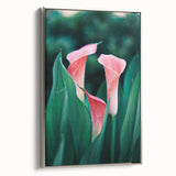 Spring landscape art painting on framed canvas, featuring colorful trees and a black background, ideal for living room decor.