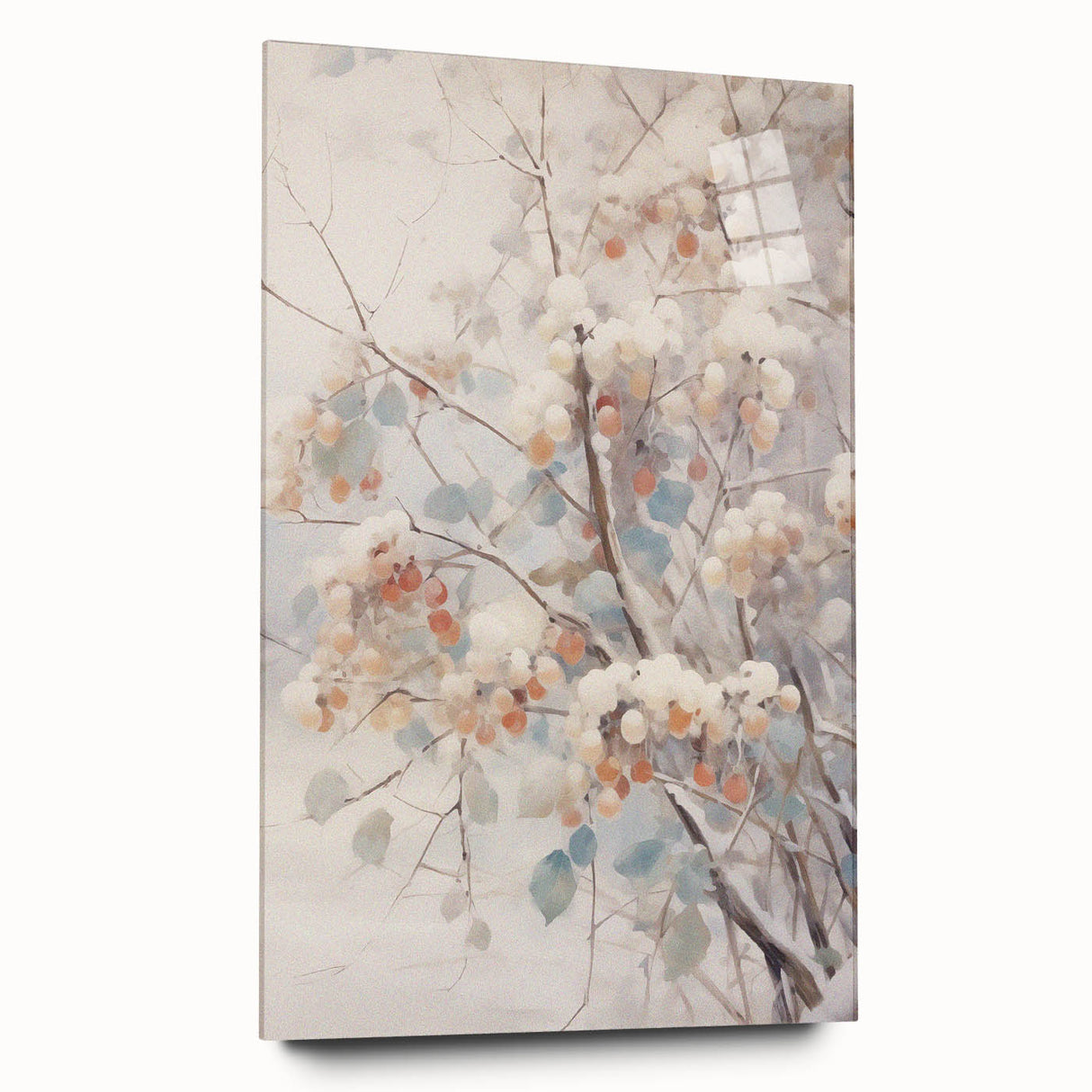 Large abstract wall art on acrylic glass showing swirling gray and white patterns, ideal for bedroom or dining room decor.