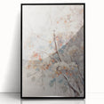 Large abstract wall art depicting a winter theme in muted gray and blue tones on a framed acrylic.