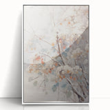 Art Deco poster of a winter scene in muted blue and white tones, framed acrylic, ideal for nursery wall art.
