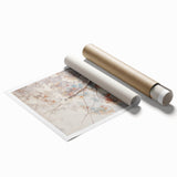 Extra large rolled print featuring a winter-themed floral design in muted blues and whites.