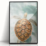 Large abstract wall art featuring swirling blue and orange tones on a framed acrylic, suitable for modern living room decor.