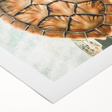 Art deco poster featuring geometric patterns in muted gold and navy, on rolled canvas, suitable for dining room decor.