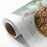 Art deco poster of a summer scene on rolled canvas, featuring soft pastel shades, ideal for nursery wall art.