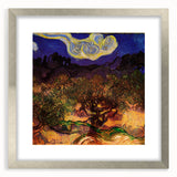 Extra large abstract art print with textured swirls in vibrant blues and yellows on a framed canvas.