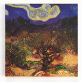 Black and white stretched canvas depicting Van Gogh's Starry Night, ideal for kitchen wall art or bedroom ambiance.