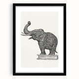 Modern Wall Art - Intricate Elephant Drawing in Black and White