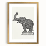 Modern Wall Art - Intricate Elephant Drawing in Black and White