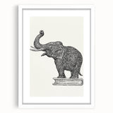 Modern Wall Art - Intricate Elephant Drawing in Black and White