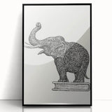 Modern Wall Art - Intricate Elephant Drawing in Black and White