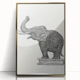 Modern Wall Art - Intricate Elephant Drawing in Black and White