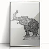 Modern Wall Art - Intricate Elephant Drawing in Black and White