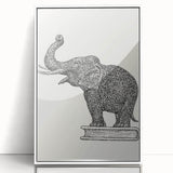 Modern Wall Art - Intricate Elephant Drawing in Black and White
