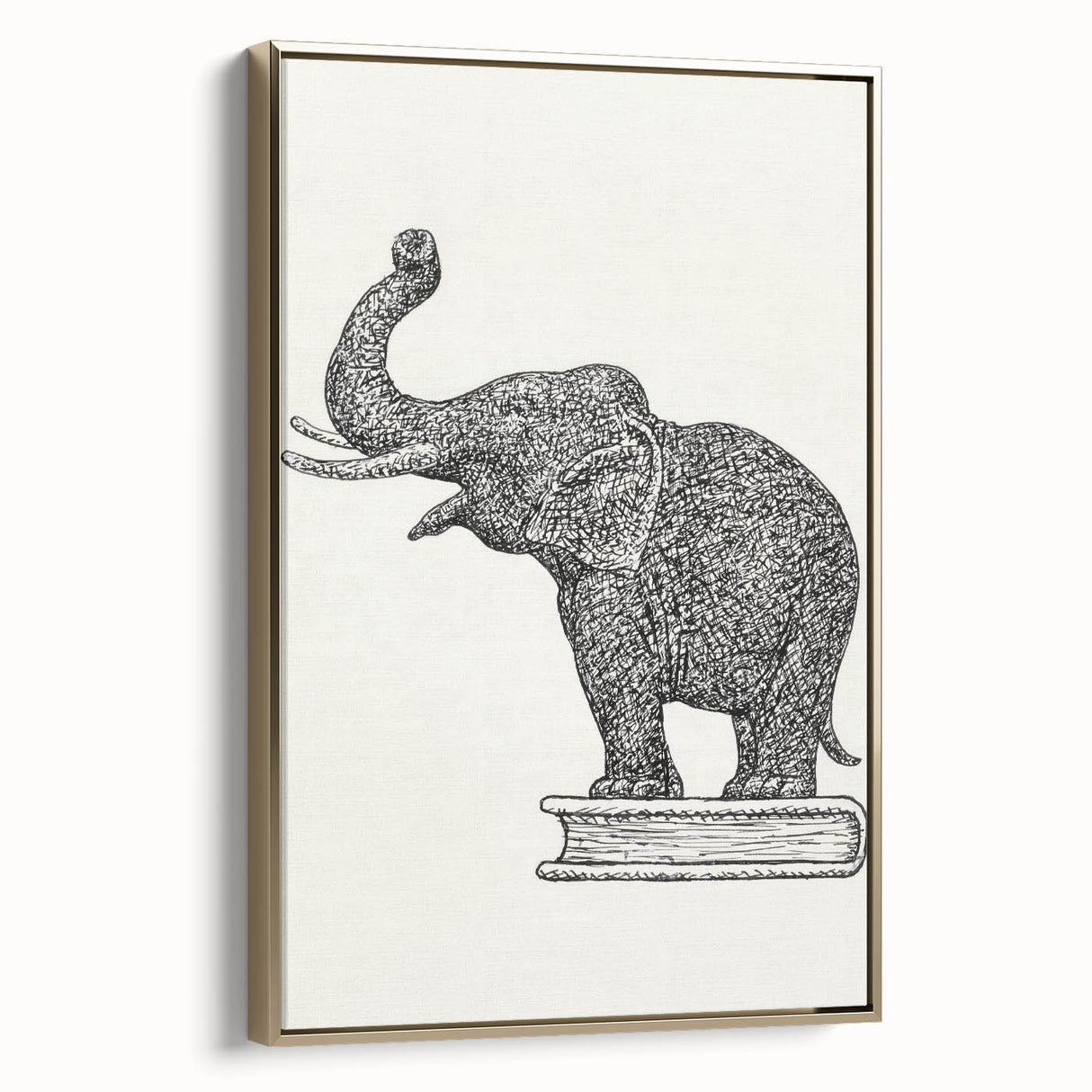 Modern Wall Art - Intricate Elephant Drawing in Black and White