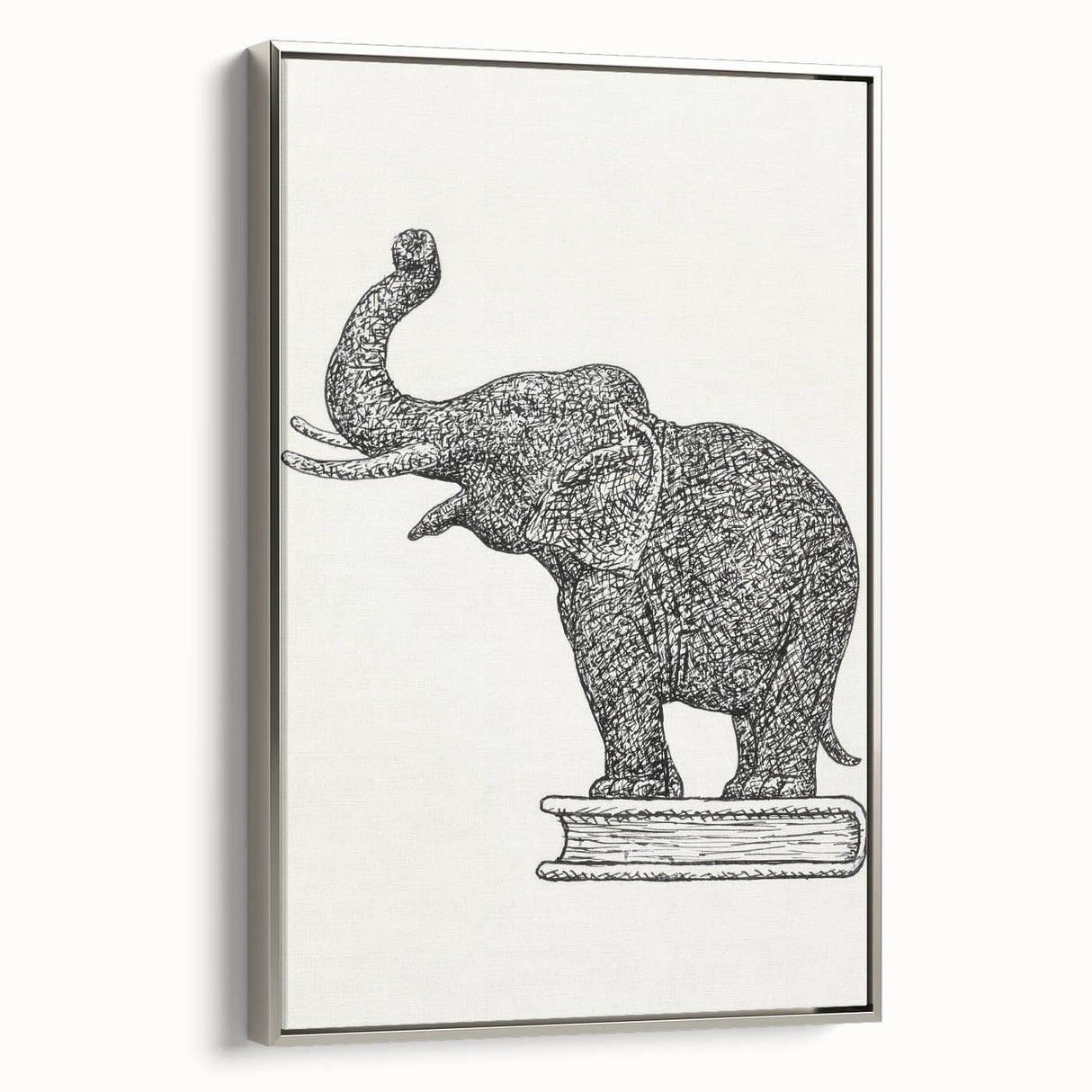 Modern Wall Art - Intricate Elephant Drawing in Black and White