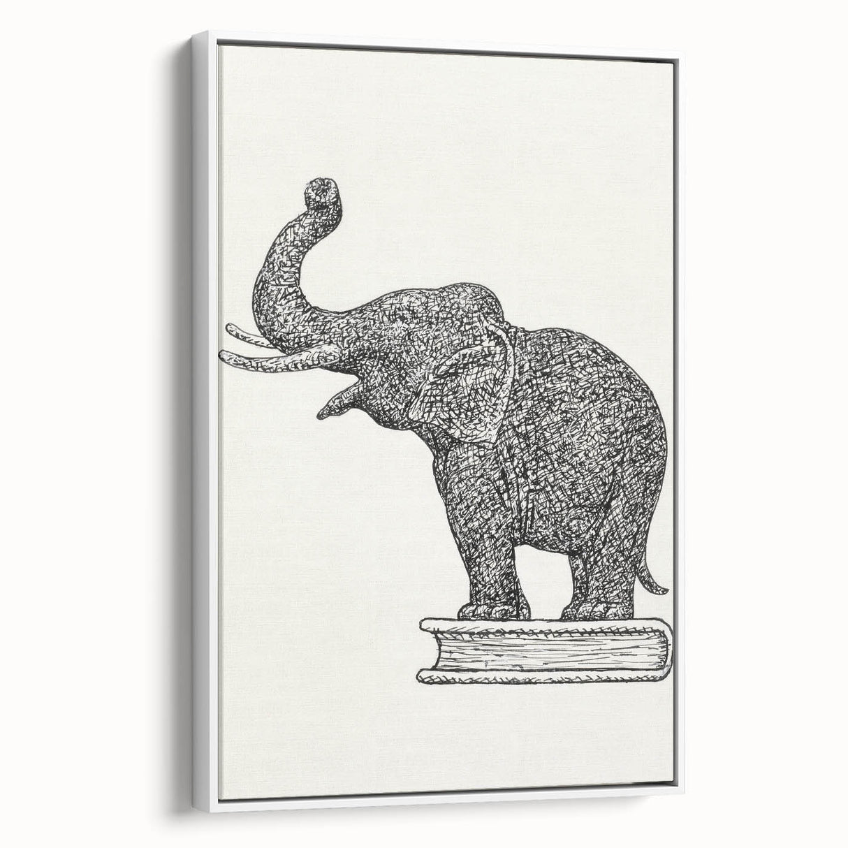 Modern Wall Art - Intricate Elephant Drawing in Black and White