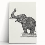 Modern Wall Art - Intricate Elephant Drawing in Black and White