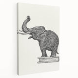 Modern Wall Art - Intricate Elephant Drawing in Black and White