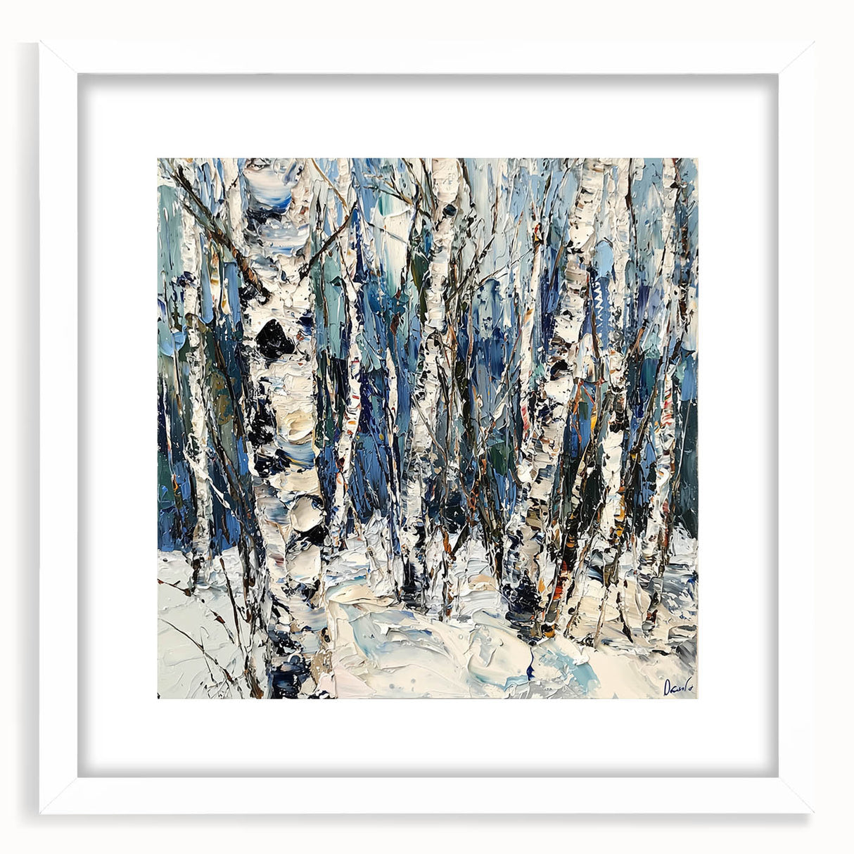 Modern Winter Birch Trees - Living Room Wall Art on Canvas