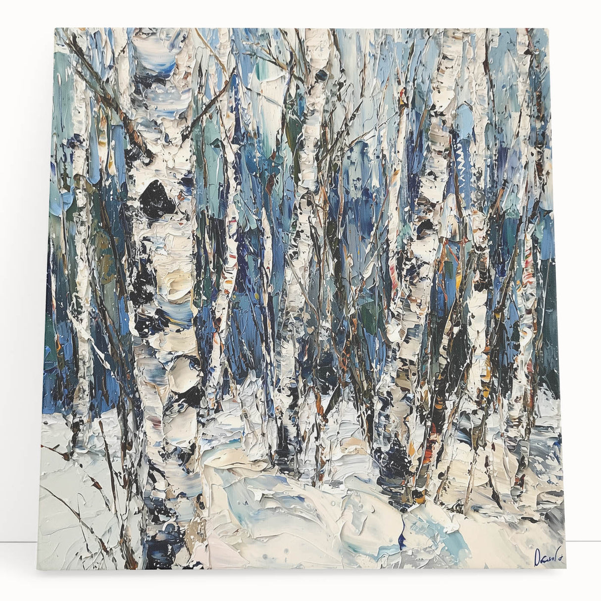 Modern Winter Birch Trees - Living Room Wall Art on Canvas