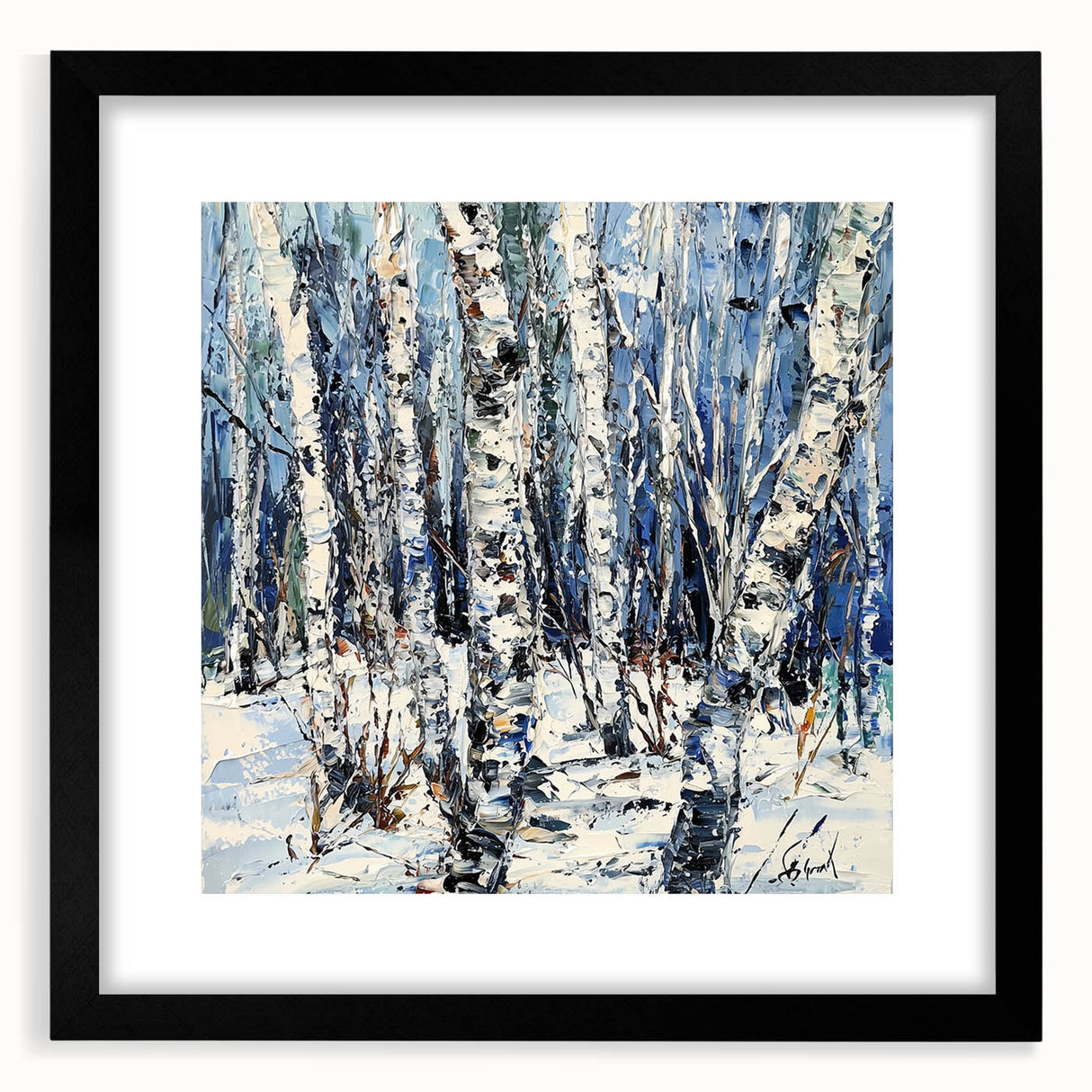 Winter Birch Tree Landscape - Modern Living Room Wall Art