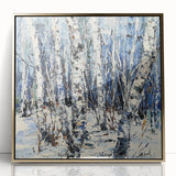 Winter Birch Tree Landscape - Modern Living Room Wall Art