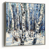 Winter Birch Tree Landscape - Modern Living Room Wall Art
