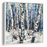 Winter Birch Tree Landscape - Modern Living Room Wall Art