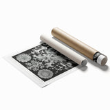 Modern Wall Art - Intricate Black-and-White Botanical Lichen Design