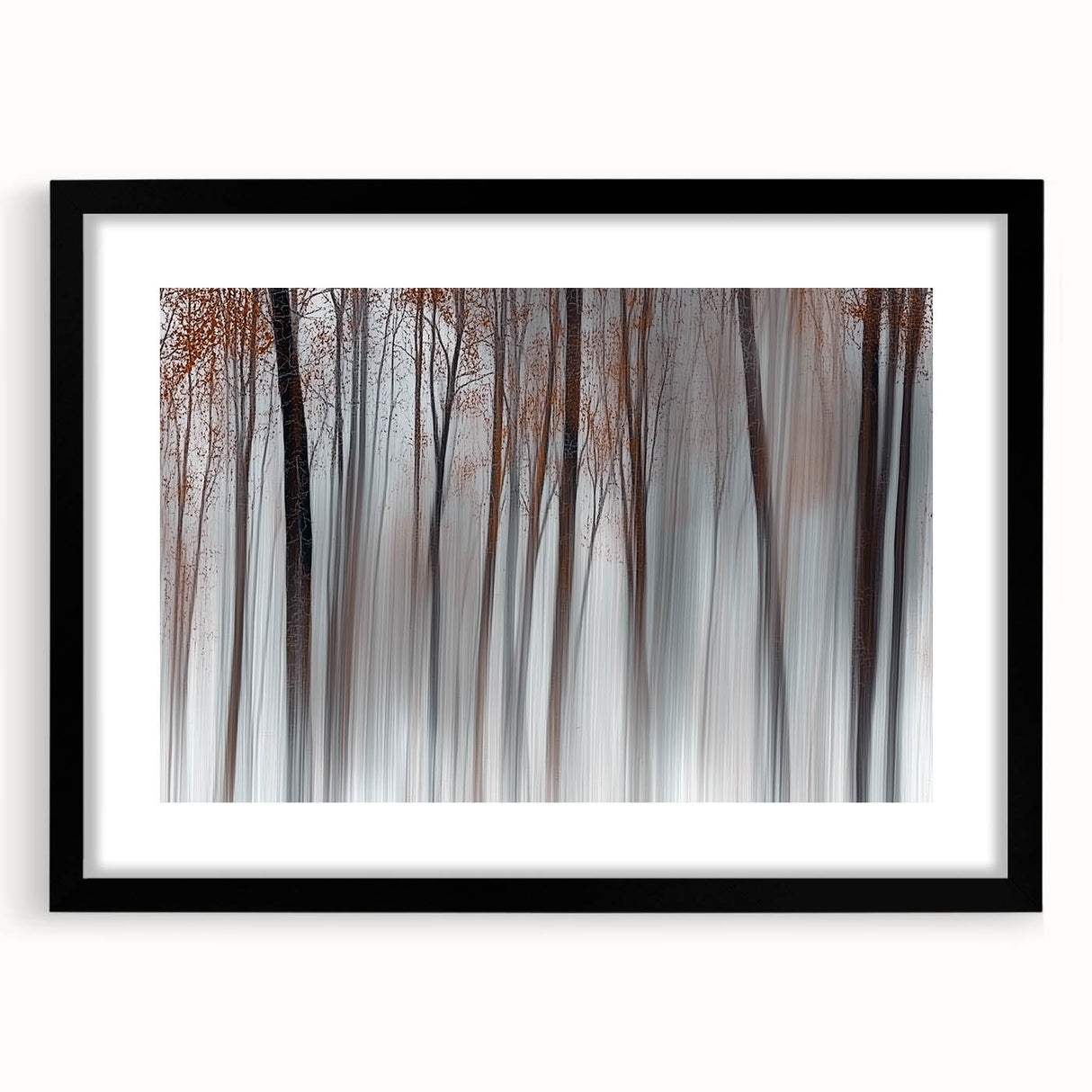 Misty Forest Blur – Dynamic Abstract Autumn Motion Wall Art