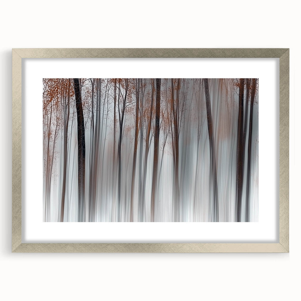 Misty Forest Blur – Dynamic Abstract Autumn Motion Wall Art