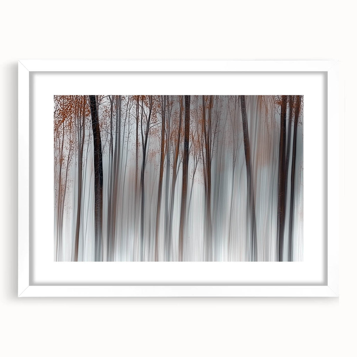 Misty Forest Blur – Dynamic Abstract Autumn Motion Wall Art