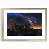 Elegant silver-framed landscape artwork showcasing a picturesque castle scene, beautifully matted for a refined presentation. Ideal for home decor or gifting.