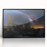 Framed acrylic artwork showcasing a vibrant landscape with a majestic castle, featuring a sleek black frame that enhances the colorful scene, ideal for home decor.