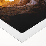 Vibrant rolled canvas artwork depicting a stunning cave landscape with intricate details, showcasing earthy tones and textures, ideal for home decor.