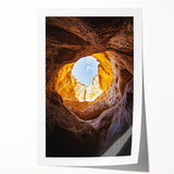 Rolled print showcasing a stunning cave landscape design, featuring intricate details and vibrant colors, packaged securely in a protective cardboard tube. Perfect for home decor enthusiasts seeking unique artwork.