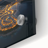 Acrylic artwork depicting vibrant cliffs and landscapes with intricate textures, showcasing a bold color palette of blues, greens, and earthy tones, ideal for modern decor.