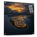 Acrylic glass artwork showcasing a vibrant cliff landscape with a side view, secured with pins for display. Perfect for modern home decor enthusiasts.