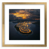 Elegant gold-framed landscape artwork depicting majestic cliffs and serene skies, matted for a polished finish, perfect for enhancing home decor aesthetics.