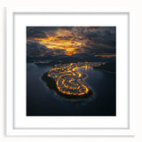 Framed landscape artwork showcasing dramatic cliffs and vibrant hues, presented with a white mat for an elegant display, perfect for home decor enhancement.