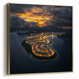 Framed canvas artwork depicting a stunning landscape with cliffs in silver and gold hues, perfect for enhancing modern home decor and adding elegance to any space.