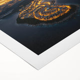 Vibrant rolled canvas depicting dramatic cliffs under a sunset sky, perfect for enhancing home decor with nature-inspired elegance, packaged securely in a sturdy tube.