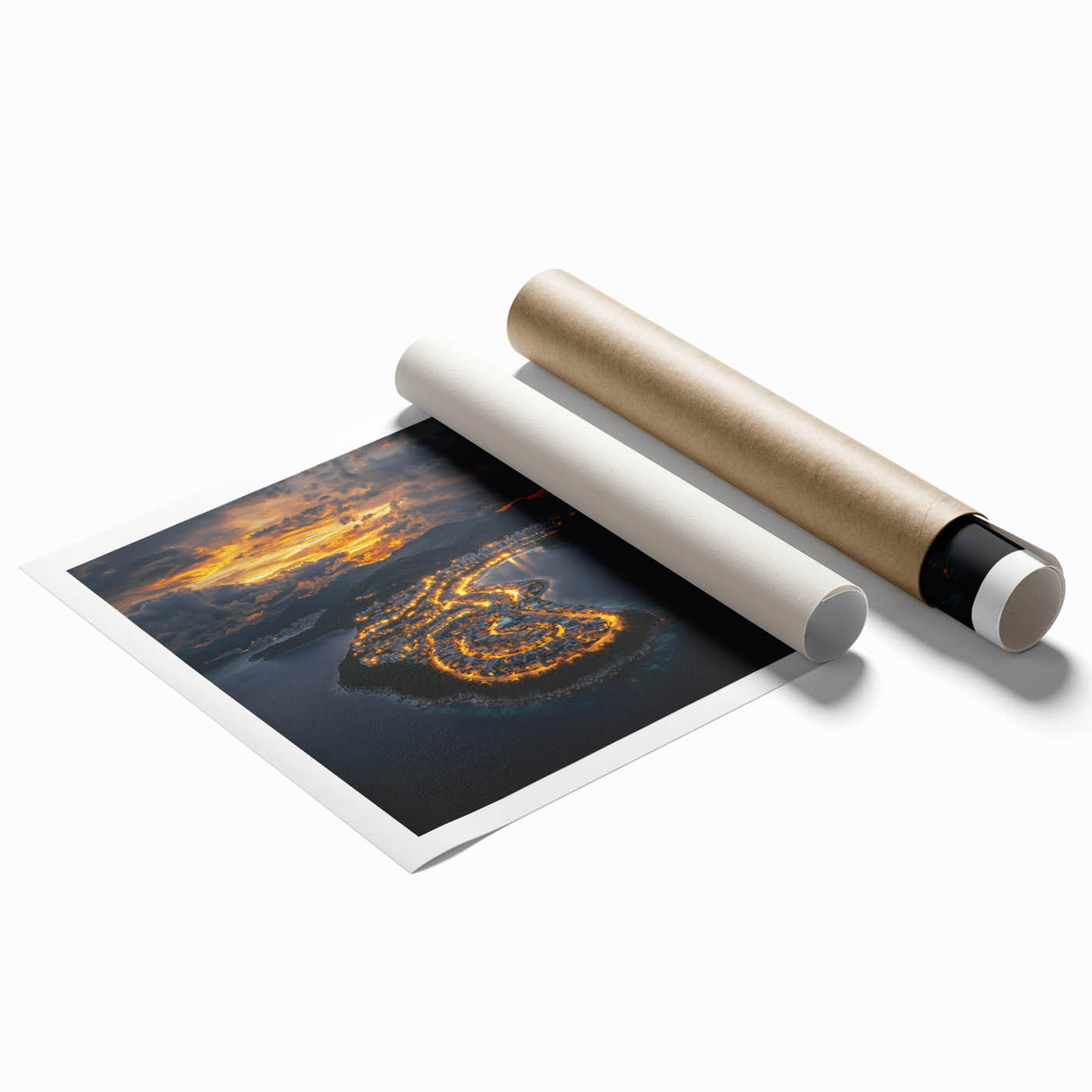 Majestic cliffs landscape print on rolled canvas, showcasing vibrant colors and intricate details, perfect for home decor or art enthusiasts, safely packaged for delivery.