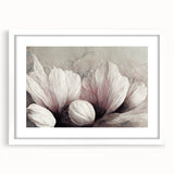 Blush Petal Serenity - Elegant Floral Living Room Wall Art