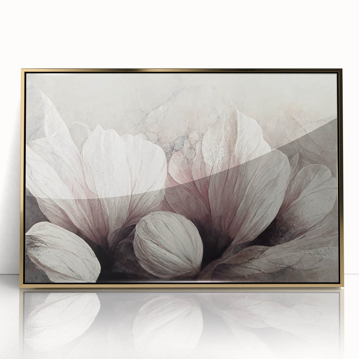 Blush Petal Serenity - Elegant Floral Living Room Wall Art