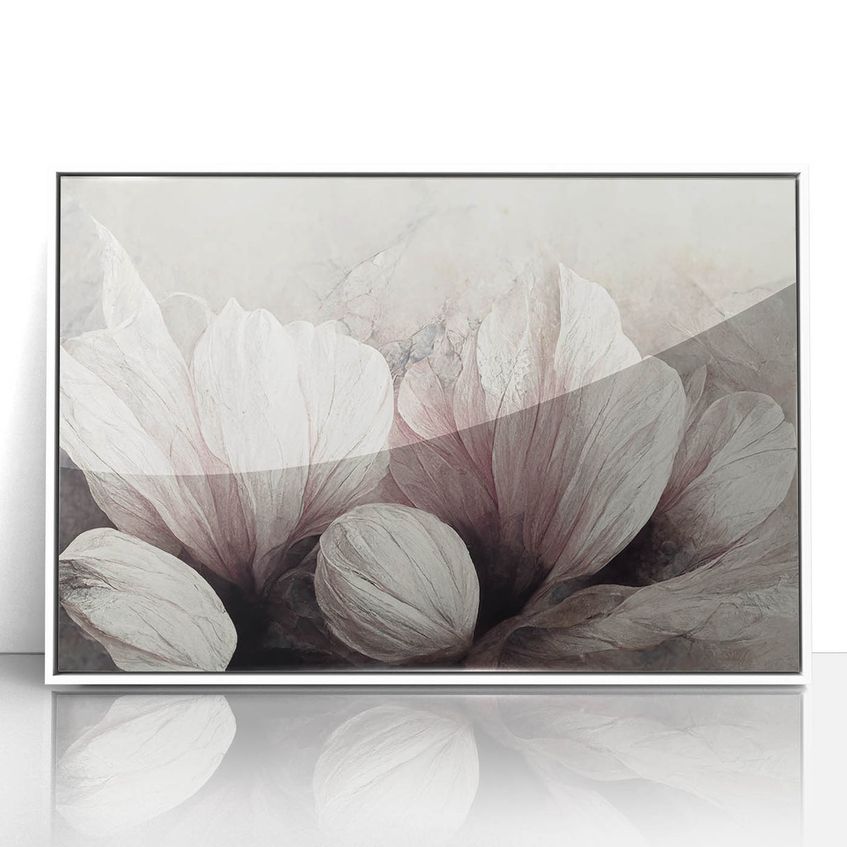 Blush Petal Serenity - Elegant Floral Living Room Wall Art