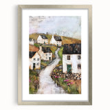 Abstract architectural wall art featuring a silver-framed design with a mat, showcasing geometric shapes and modern lines, perfect for contemporary home decor.