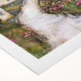 Abstract architectural wall art on rolled canvas, showcasing a blend of geometric shapes and soft colors, designed to enhance modern interiors. Ideal for home or office decor.