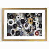 Elegant abstract geometric frame in gold, showcasing a modern design with a mat, ideal for enhancing home decor and artistic displays. Perfect for contemporary interiors.