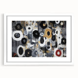 Abstract geometric frame with a white mat, showcasing a modern design suitable for contemporary decor. Ideal for adding elegance to living spaces or offices.